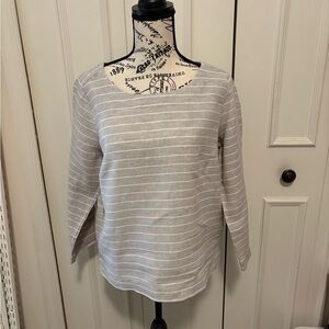 ITEM NO. 45: C&C California Light Gray Linen Striped Blouse